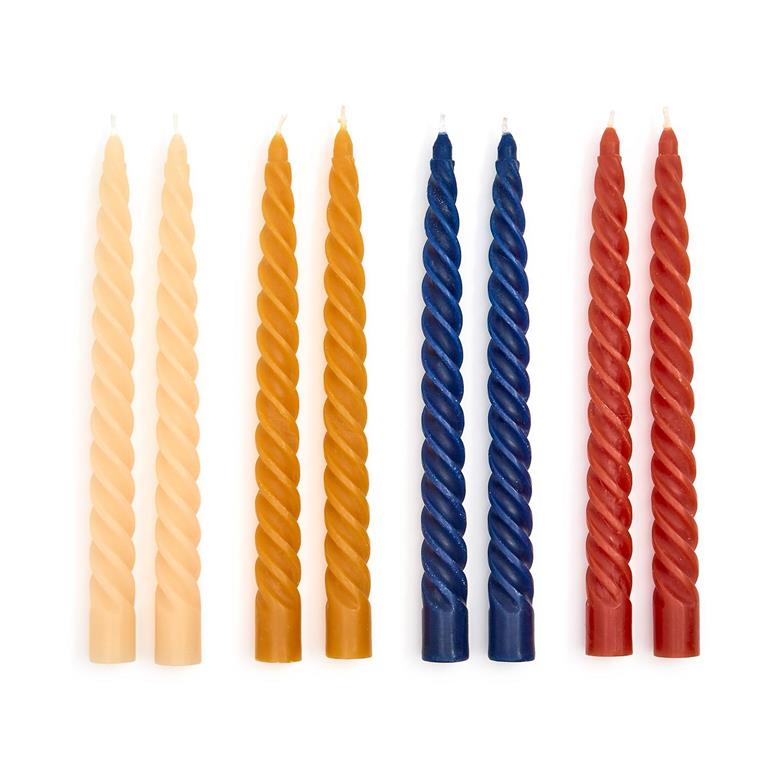 Set of 2 Twist Taper Candles in Gift Box Assorted Colors-Two's Company-The Bugs Ear
