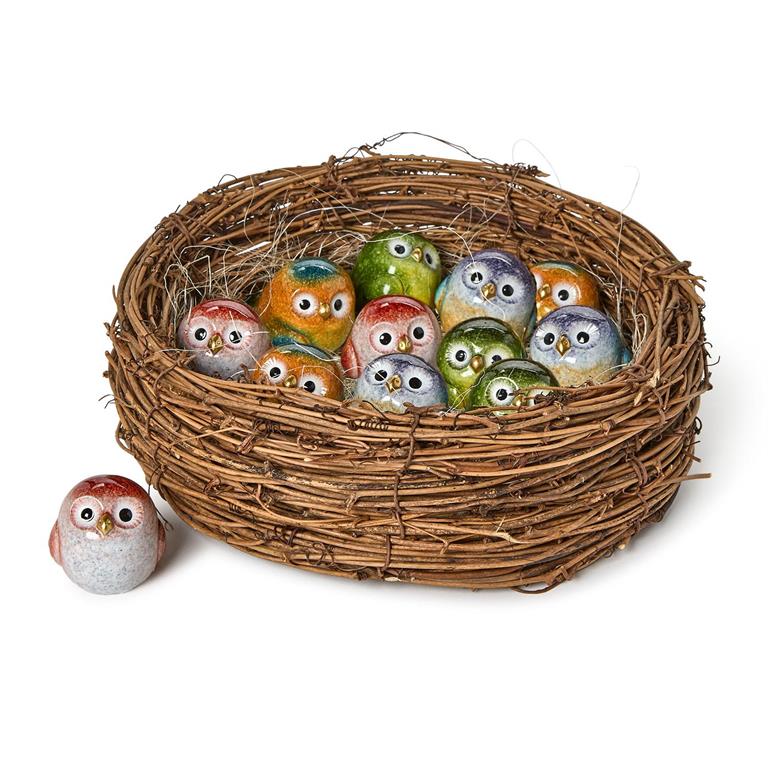 Birds of a Feather 24 Pc Hand-Painted Owls-Two's Company-The Bugs Ear