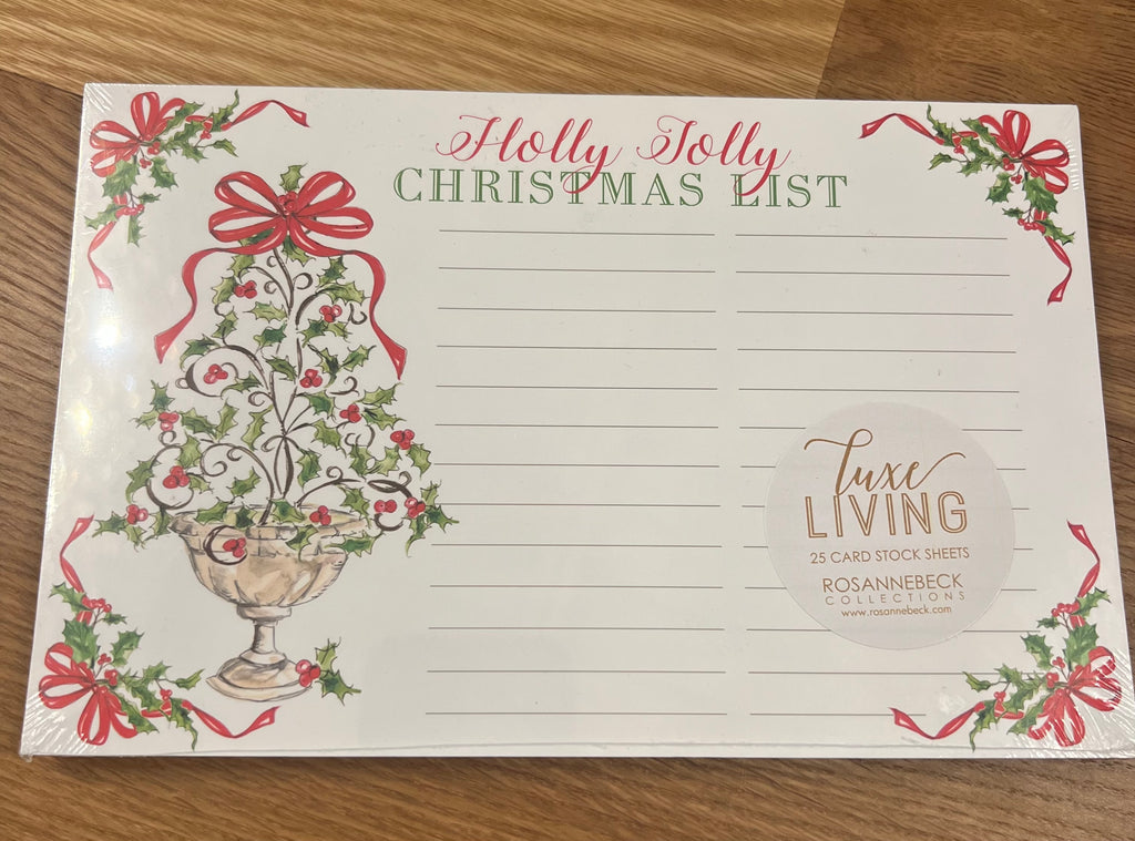 Holly Jolly Christmas List Large Luxe Notepad Roseanne Beck-Roseanne Beck-The Bugs Ear