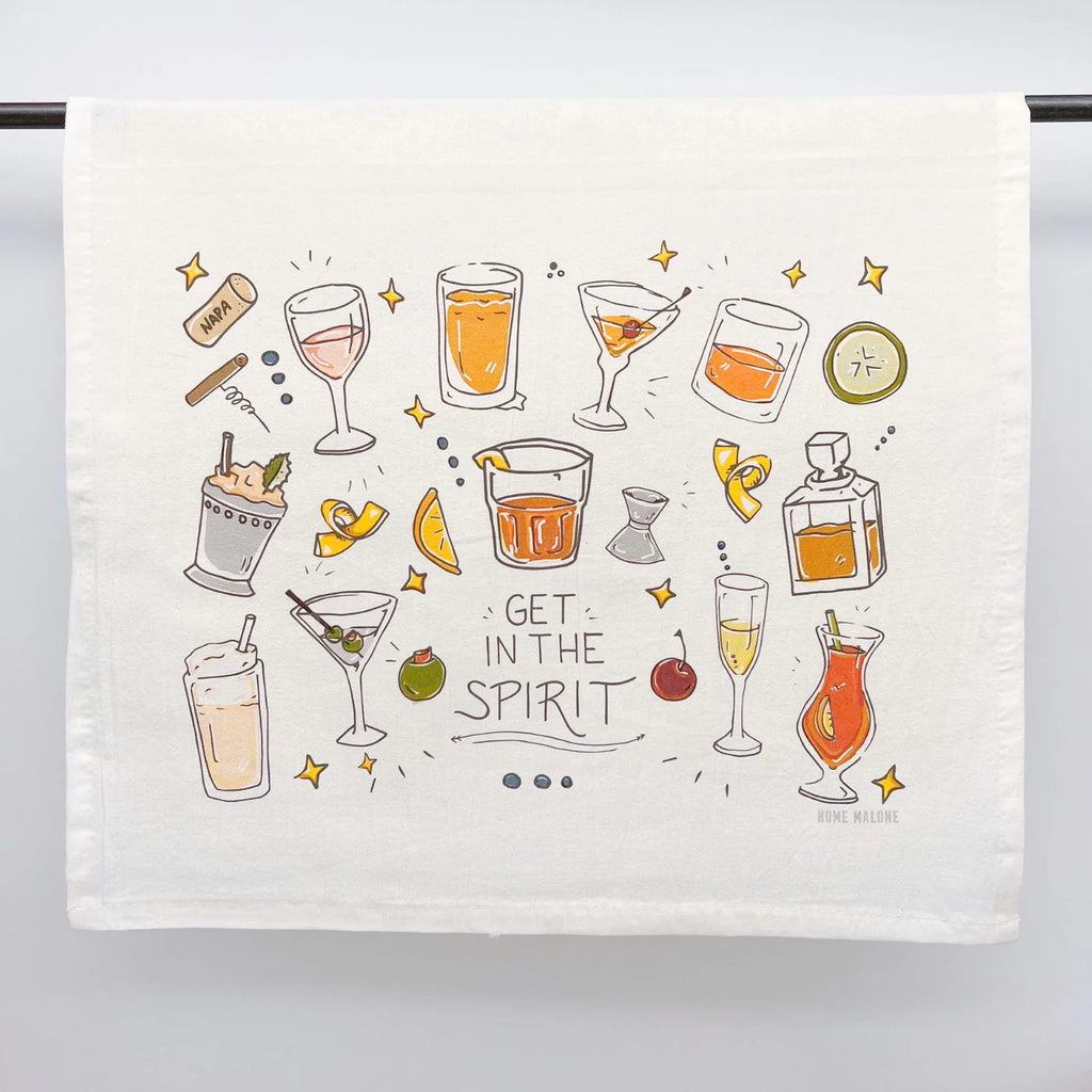 Get In The Spirit: Cocktail Towel-Home Malone-The Bugs Ear