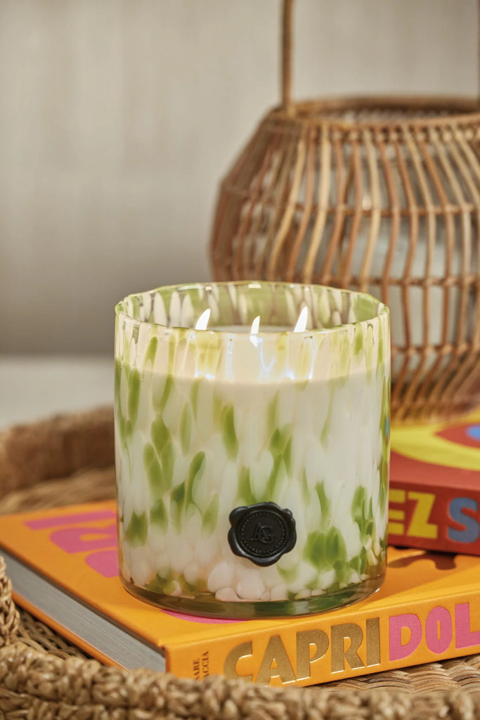 Zodax Clear Aand Green Ag Opal Glass 3-Wick Candle Jar-Sicilian Lemon Bergamot-Zodax-The Bugs Ear