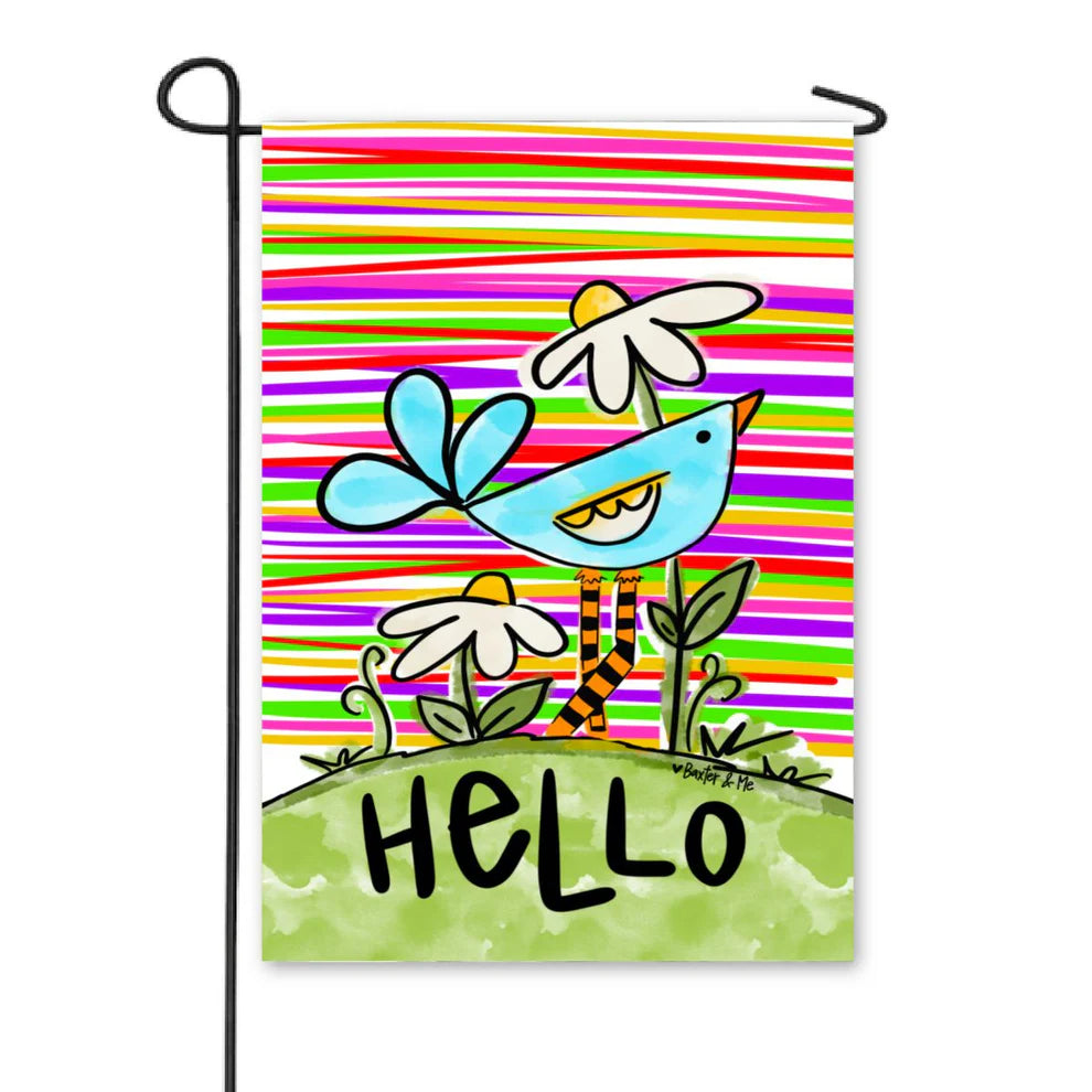 Hello Bird Garden Flag-Baxter and Me-The Bugs Ear