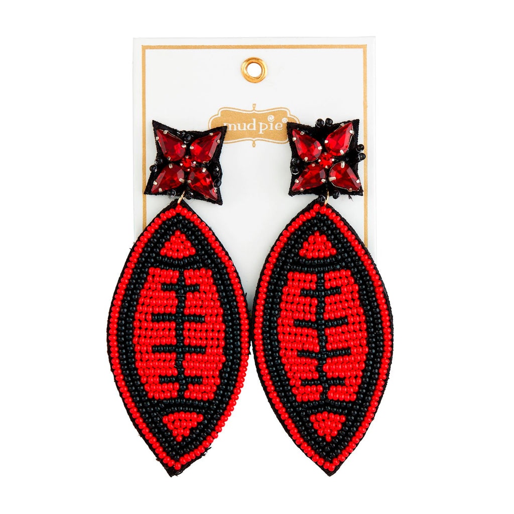 Red Gameday Football Beaded Earrings Mud Pie-Mud pie-The Bugs Ear