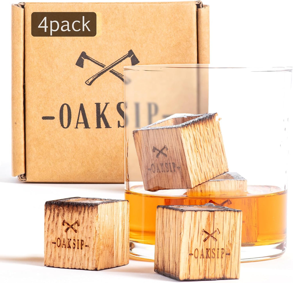 Oaksip Charred Wooden Oak Bourbon and Whiskey Stones Set-Oaksip-The Bugs Ear