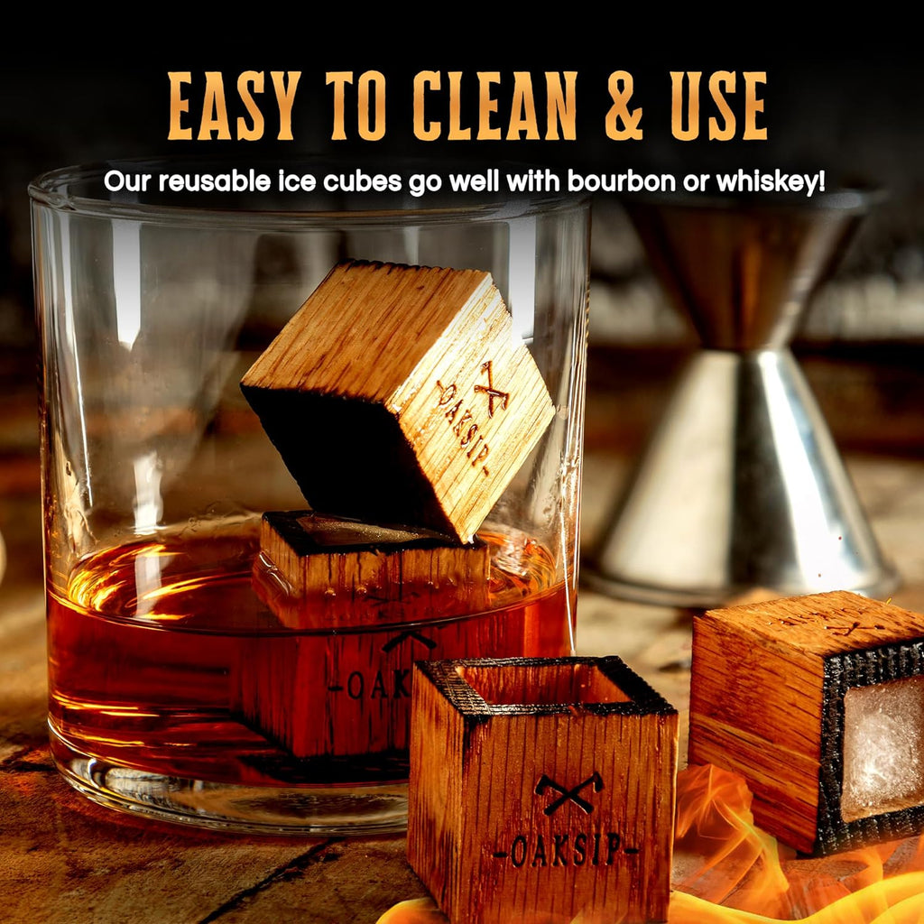 Oaksip Charred Wooden Oak Bourbon and Whiskey Stones Set-Oaksip-The Bugs Ear