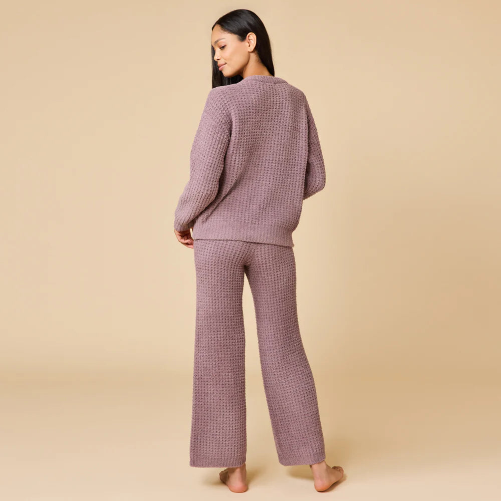 Waffle Marshmallow V-Neck Luxe Lounge Set Softies-Softies-The Bugs Ear