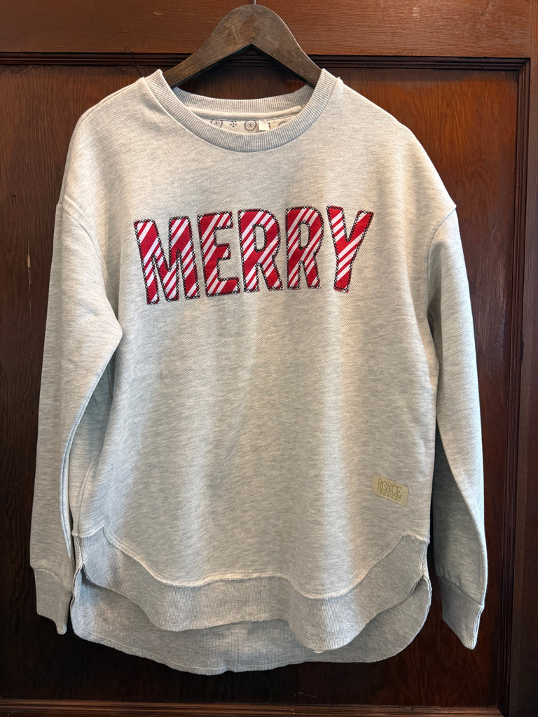 Merry Candy Cane Print Sweatshirt in Oatmeal-Royce-The Bugs Ear