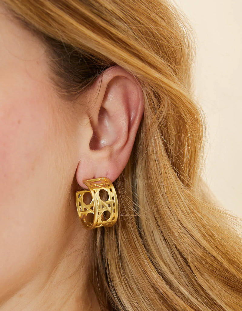 Spartina Cane Midi Hoop Earrings Gold-Spartina-The Bugs Ear