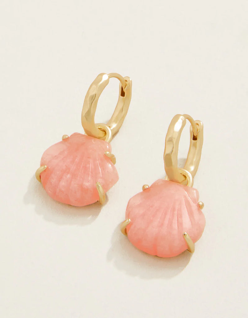 Spartina Carved Shell Convertible Hoop Earrings Coral-Spartina-The Bugs Ear