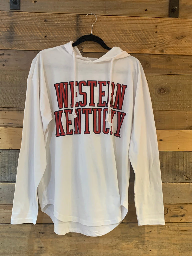 Western Kentucky Hooded Light-Weight Top in White-Royce-The Bugs Ear