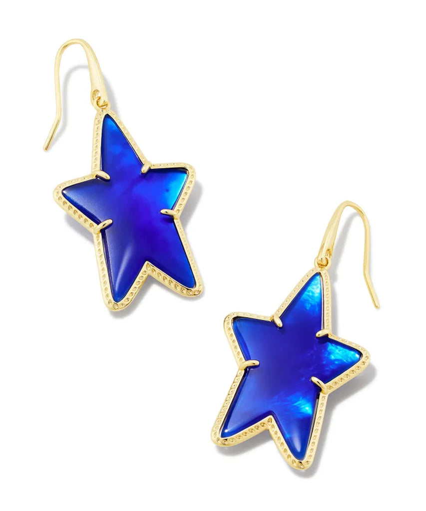 Kendra Scott Ada Gold Star Drop Earrings in Cobalt Blue Illusion-Kendra Scott-The Bugs Ear