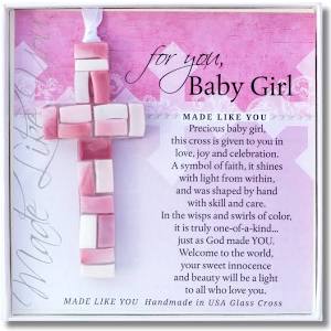 Baby Girl Gift: Handmade Mosaic Glass Cross-THe Grandparent Gift Co.-The Bugs Ear