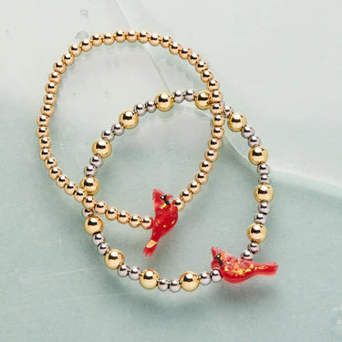 Holy Water Red Cardinal Bracelet in Gold-Holy Water Bracelet-The Bugs Ear