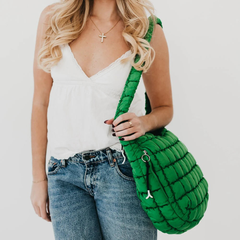 Carmen Quilted Hobo Tote Bag in Emerald Pretty Simple-Pretty Simple-The Bugs Ear