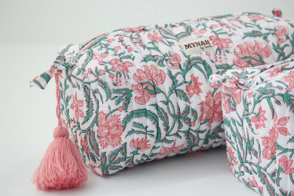 Carnelia Floral Travel Makeup Zipper Pouch Set of 3-MYNAHbySmitha-The Bugs Ear