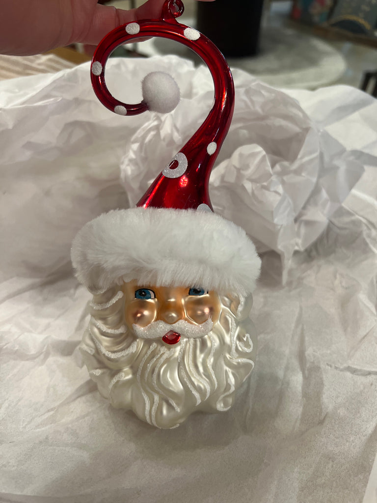 Santa Swirl Hat Glass Ornament-One Hundred 80-The Bugs Ear