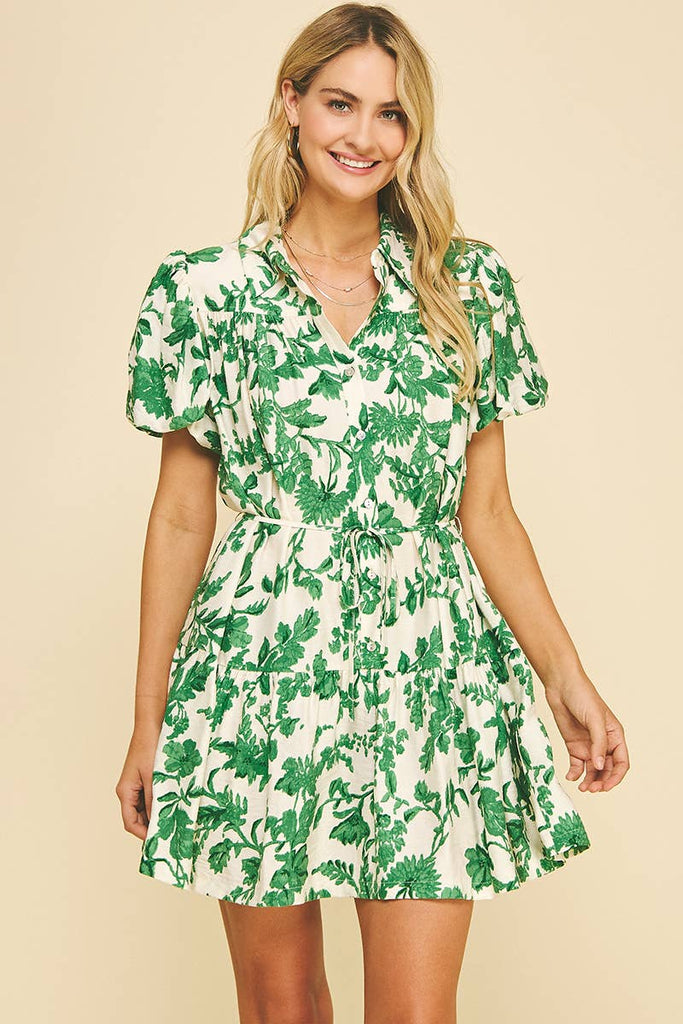 Eden Floral Print Mini Dress in Green-PINCH-The Bugs Ear