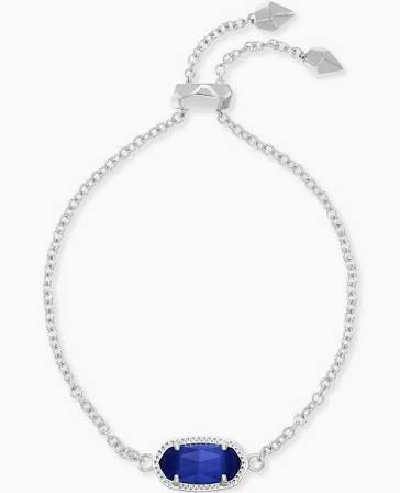 Kendra Scott Elaina Silver Adjustable Chain Bracelet in Cobalt Cat’s Eye-Kendra Scott-The Bugs Ear