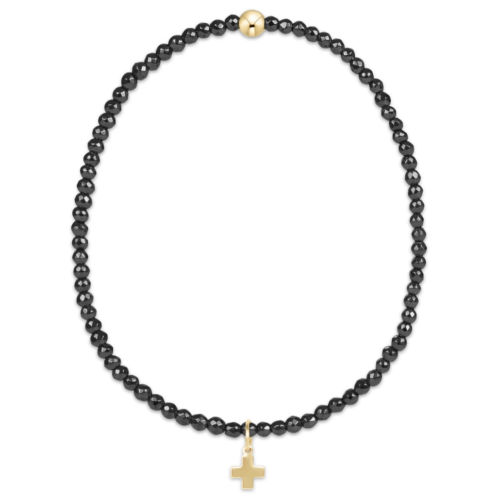 Enewton Faceted Hematite 2mm Bead Bracelet Signature Cross Gold Charm-Enewton-The Bugs Ear