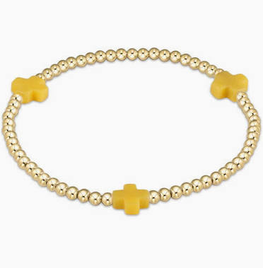 Enewton Signature Cross Gold Pattern 2mm Bead Bracelet Canary-Enewton-The Bugs Ear