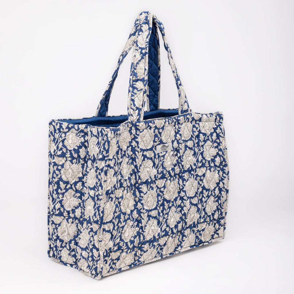 Floral Quilted Tote Bag in Blue Origin Pink-Origin Pink-The Bugs Ear