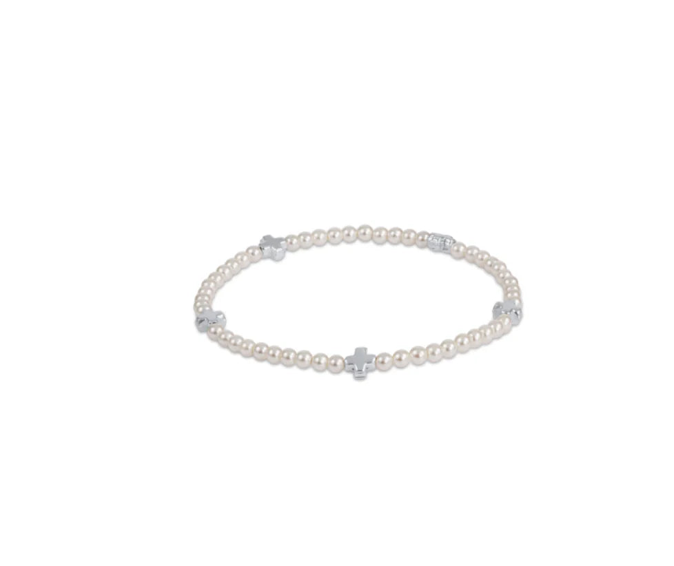 Enewton Signature Cross Small Pearl Pattern Bead Bracelet Silver 3mm-Enewton-The Bugs Ear