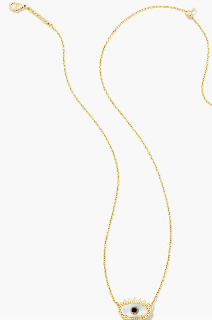Kendra Scott Elisa Evil Eye Gold Short Pendant Necklace in Ivory Mother-of-Pearl-Kendra Scott-The Bugs Ear