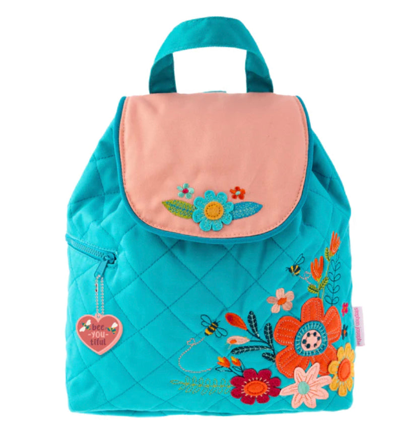 Stephen Joseph Quilted Backpack in Turquoise Floral-Stephen Joseph-The Bugs Ear