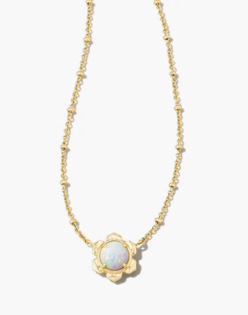 Kendra Scott Susie Gold Short Pendant Necklace in Bright White Kyocera Opal-Kendra Scott-The Bugs Ear
