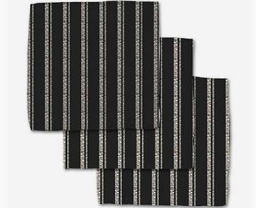 Geometry Dishcloth Set Zebra Pin Stripe in Black-Geometry Towel-The Bugs Ear
