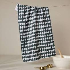 Geometry Electric Houndstooth Black Tea Towel-Geometry Towel-The Bugs Ear