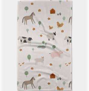 Geometry Light Farm Animals Tea Towel-Geometry Towel-The Bugs Ear
