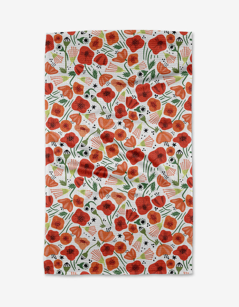 Geometry Poppy Power Kitchen Tea Towel-Geometry Towel-The Bugs Ear