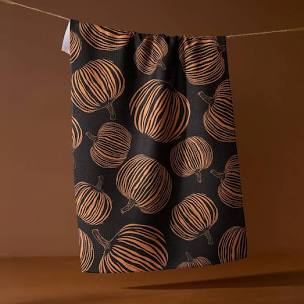 Geometry Pumpkin Noir Tea Towel-Geometry Towel-The Bugs Ear