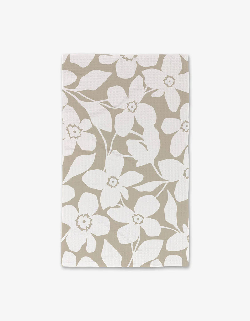 Geometry Luxe Hand Towel in Big Tan Flowers-Geometry Towel-The Bugs Ear