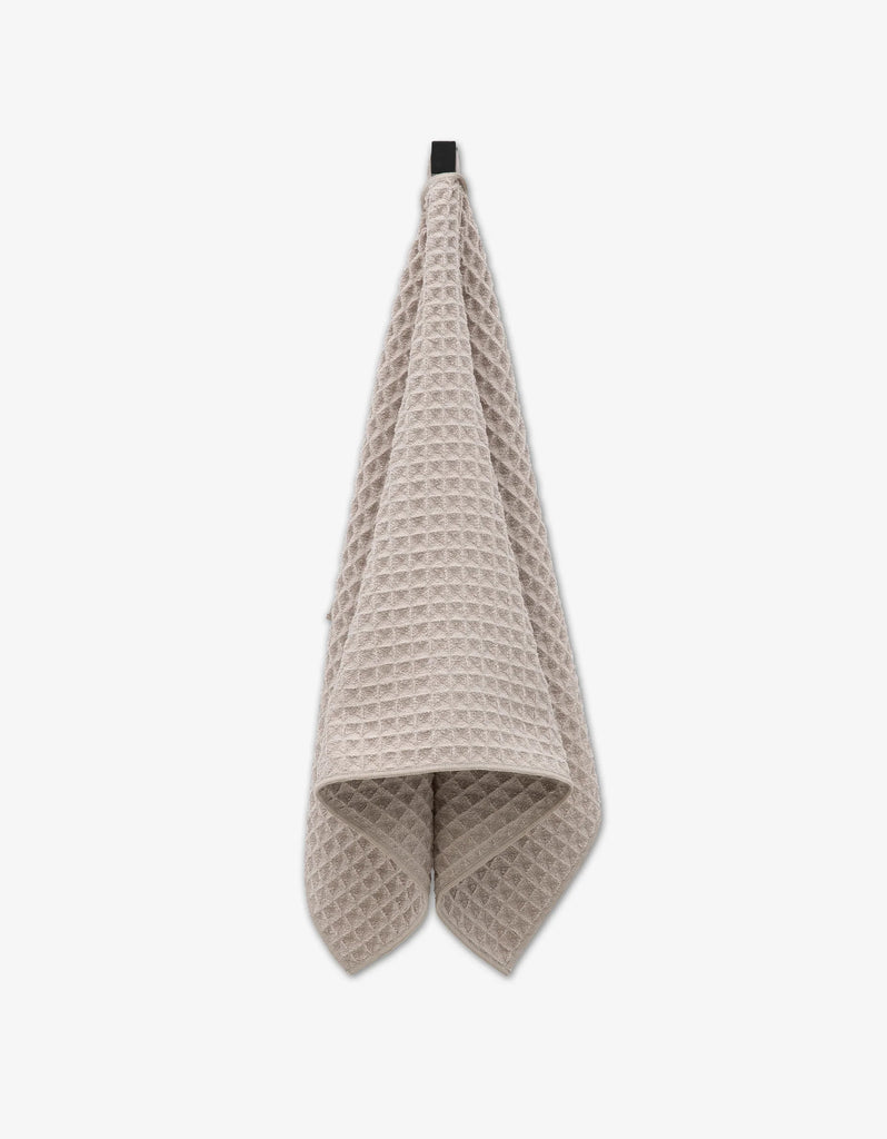 Geometry Waffle Hand Towel Taupe-Geometry Towel-The Bugs Ear