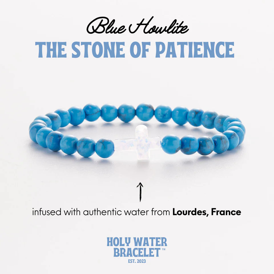 Holy Water Cross Bracelet in Blue Howlite-Holy Water Bracelet-The Bugs Ear
