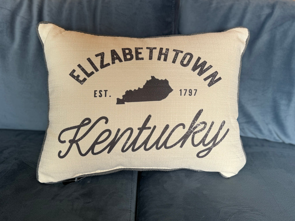 Elizabethtown Kentucky Est 1797 Pillow-Little Birdie-The Bugs Ear