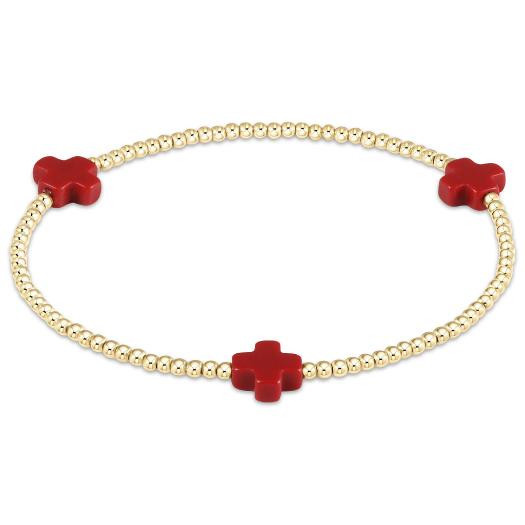 Enewton Signature Cross Gold Pattern 2mm Bead Bracelet Red-Enewton-The Bugs Ear