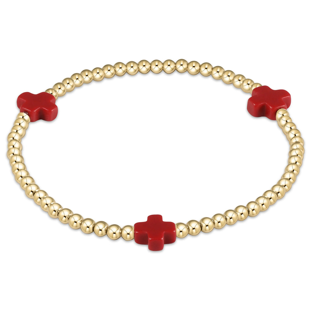 Enewton Signature Cross Gold Pattern 3mm Bead Bracelet Red-Enewton-The Bugs Ear