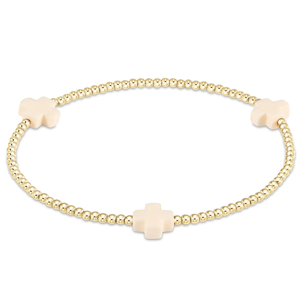 Enewton Egirl Signature Cross 2mm Bracelet Gold in Off White-Enewton-The Bugs Ear