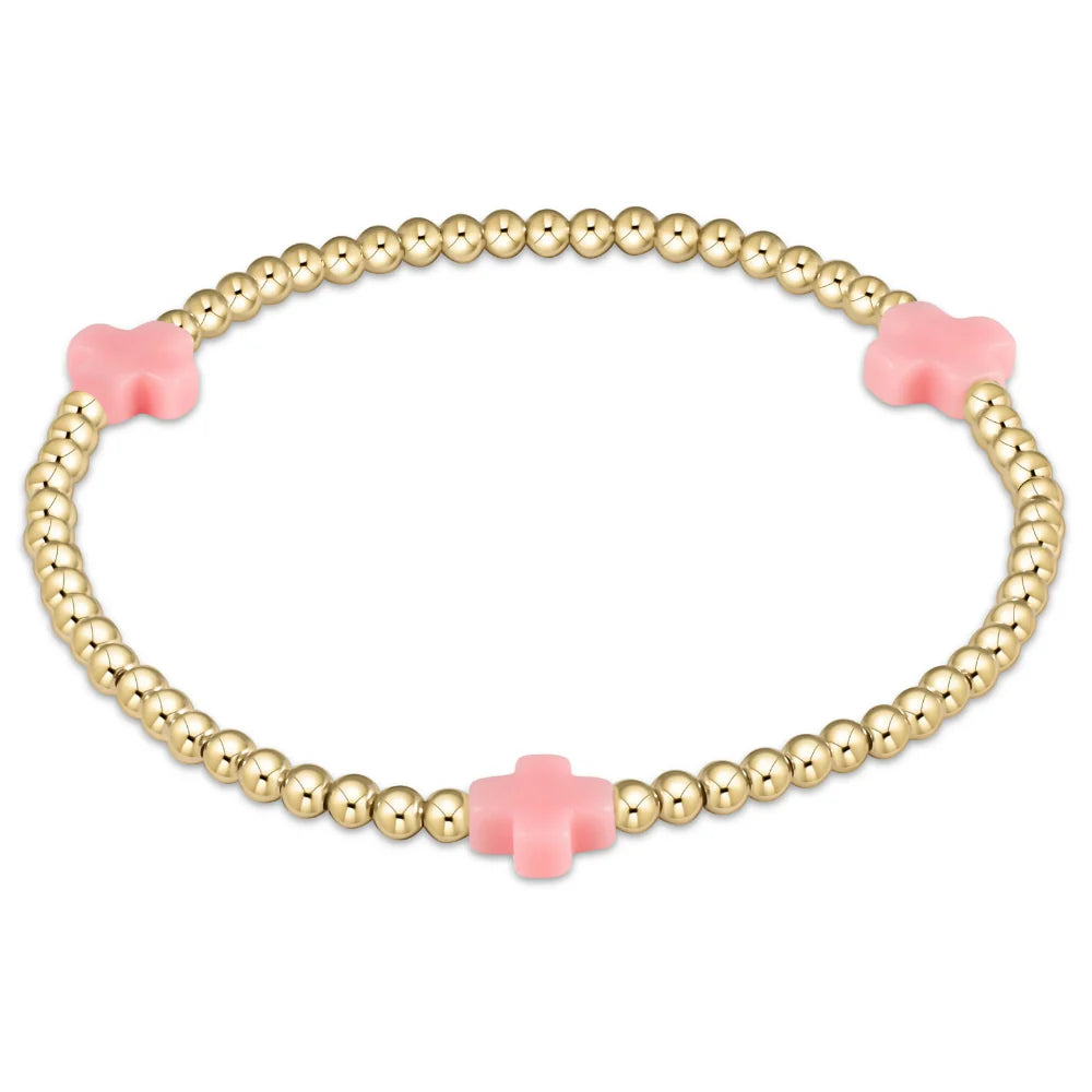 Enewton Egirl Signature Cross 3mm Bracelet Gold in Pink-Enewton-The Bugs Ear