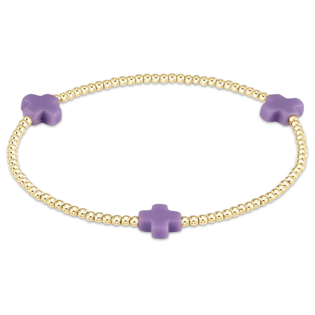 Enewton Signature Cross Gold Pattern 2mm Bead Bracelet in Purple-Enewton-The Bugs Ear