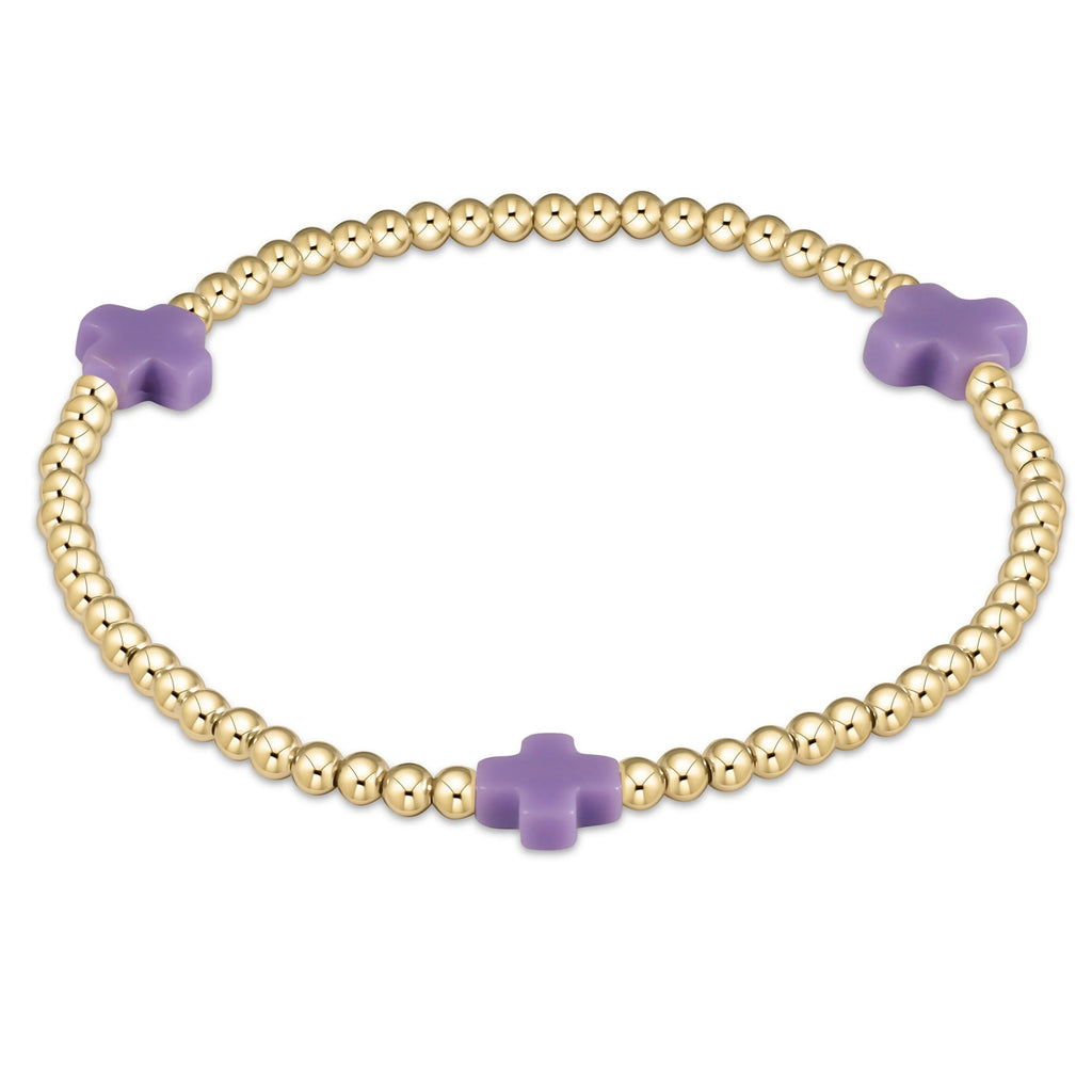 Enewton Signature Cross Gold Pattern 3mm Bead Bracelet Purple-Enewton-The Bugs Ear