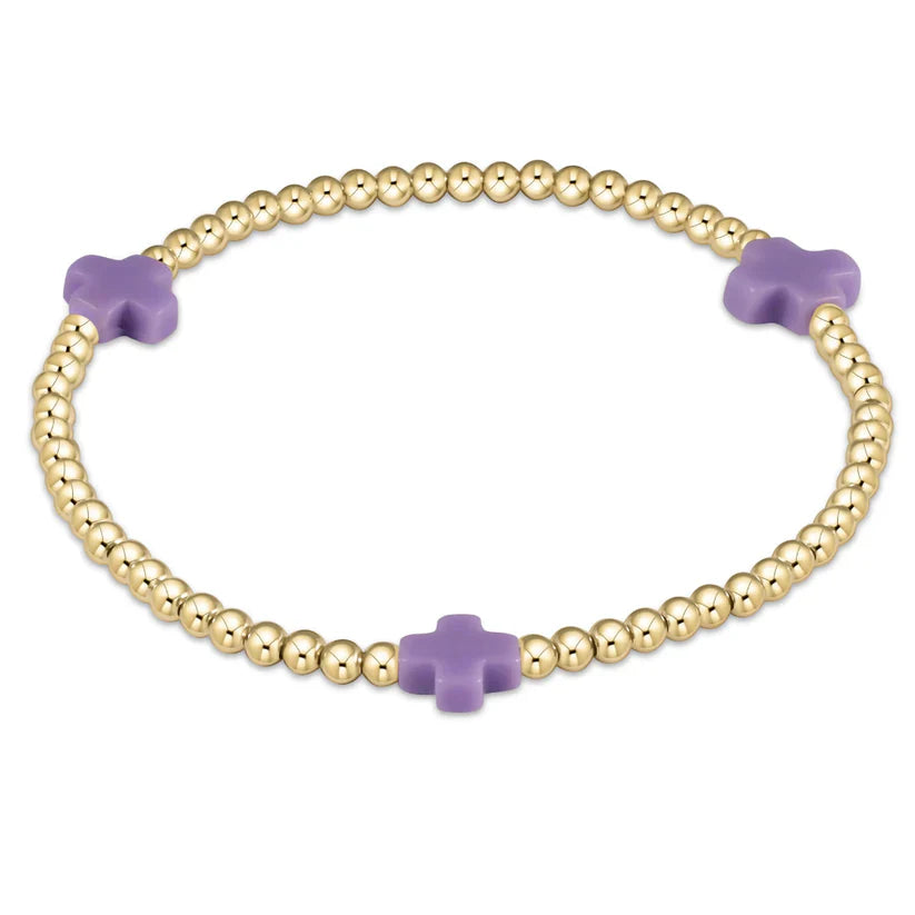 Enewton Egirl Signature Cross 3mm Bracelet Gold in Purple-Enewton-The Bugs Ear