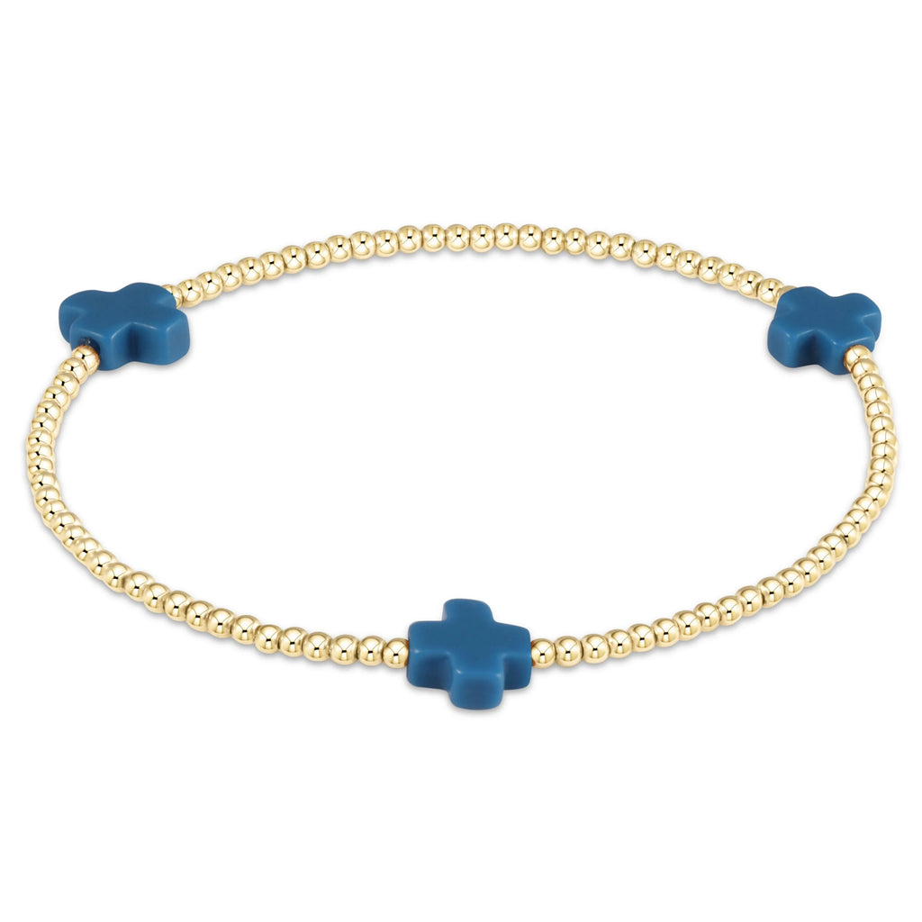 Enewton Signature Cross Gold Pattern 2mm Bead Bracelet Cobalt-Enewton-The Bugs Ear