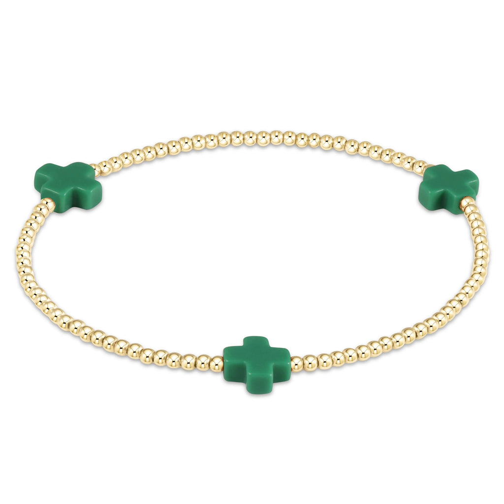 Enewton Signature Cross Gold Pattern 2mm Bead Bracelet Emerald-Enewton-The Bugs Ear