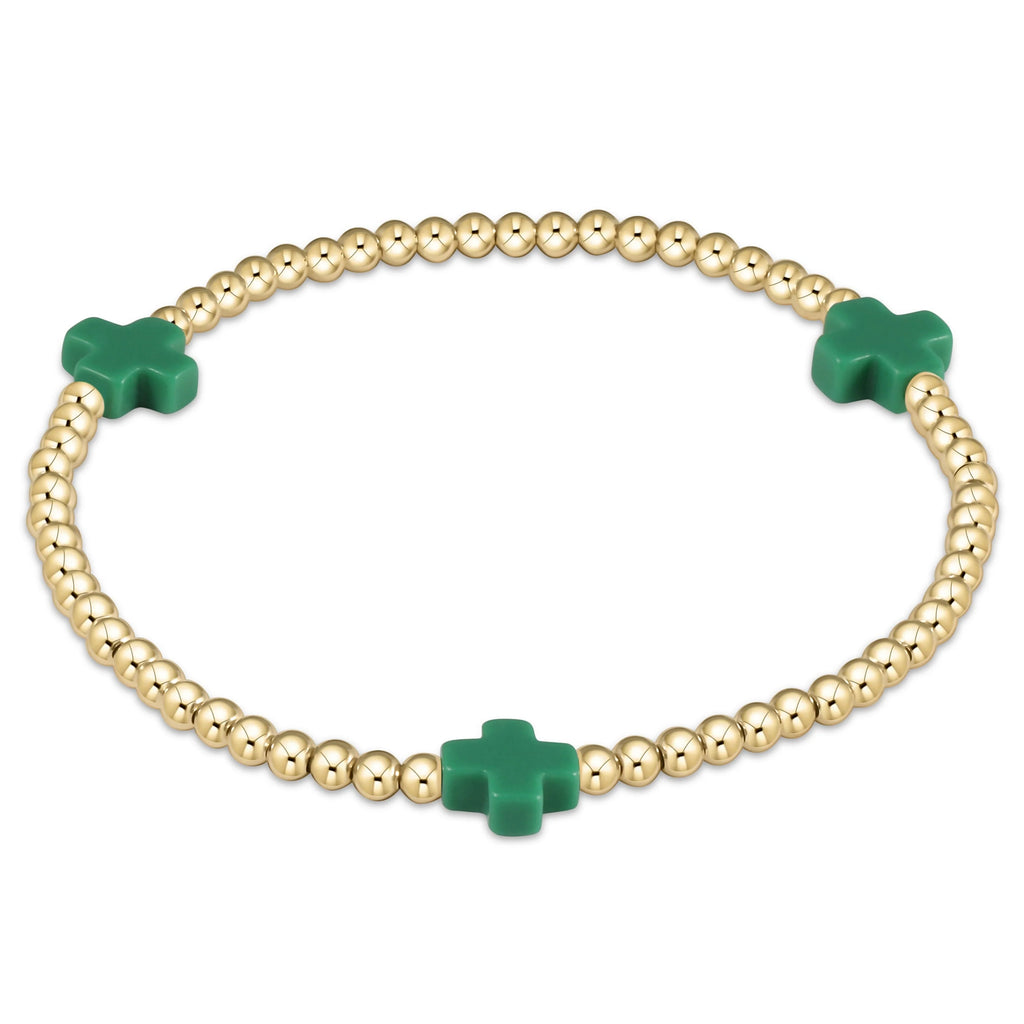 Enewton Signature Cross Gold Pattern 3mm Bead Bracelet Emerald-Enewton-The Bugs Ear