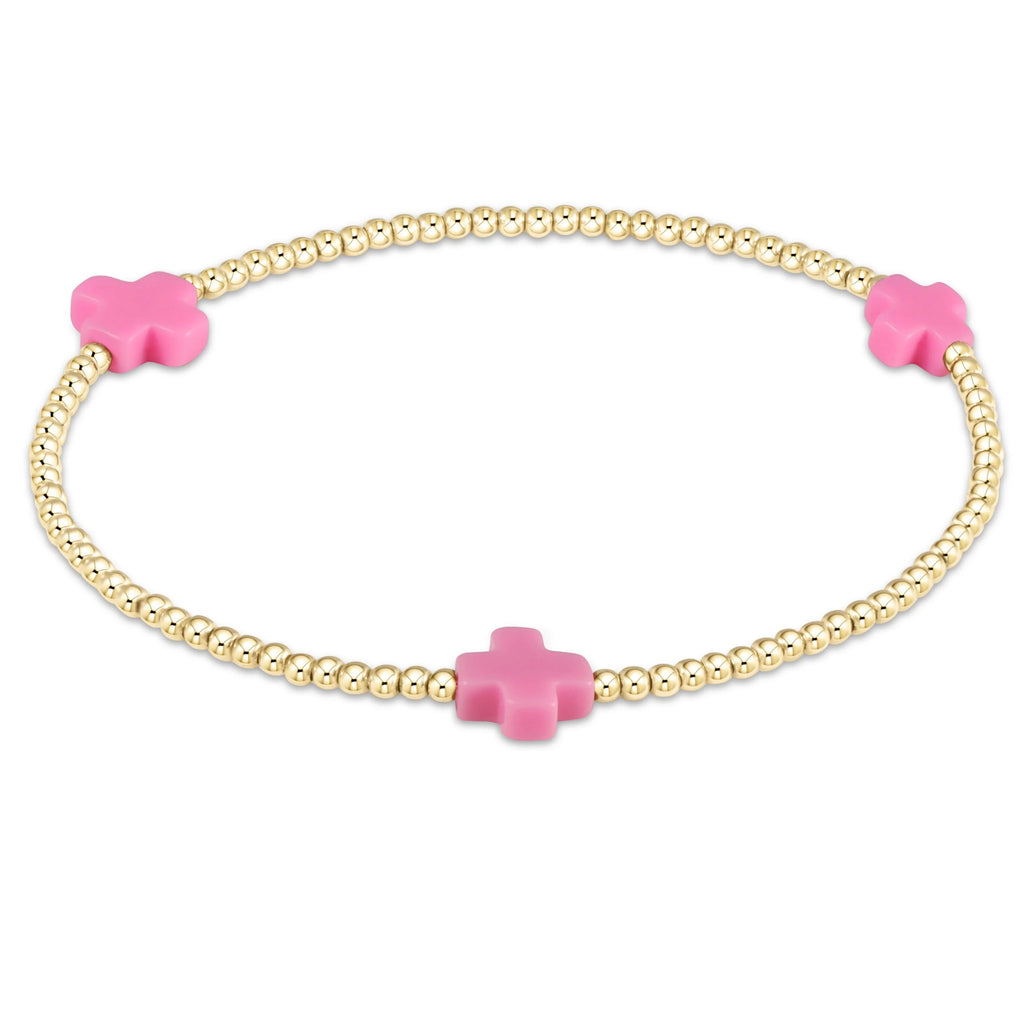 Enewton Egirl Signature Cross 2mm Bracelet Gold in Bright Pink-Enewton-The Bugs Ear