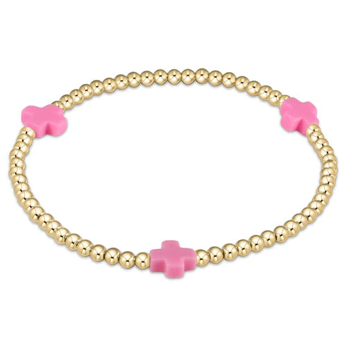 Enewton Egirl Signature Cross 3mm Bracelet Gold in Bright Pink-Enewton-The Bugs Ear